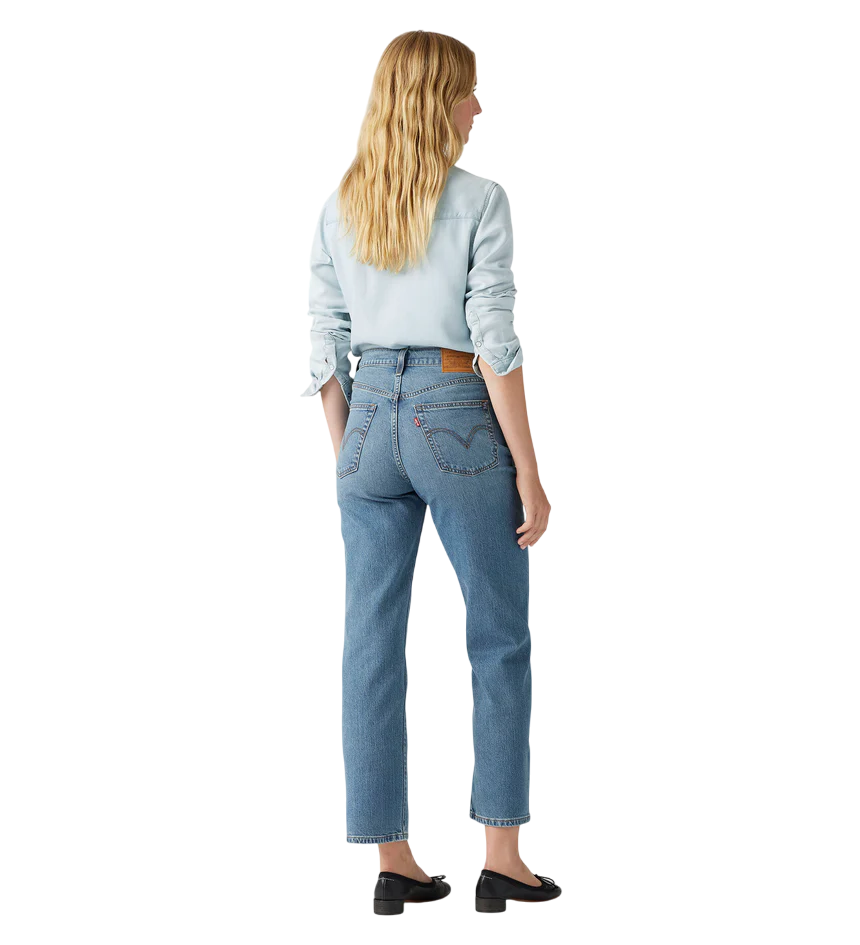 Levi's pantalone jeans con lino da donna diritto alla caviglia 726930230 blu medio