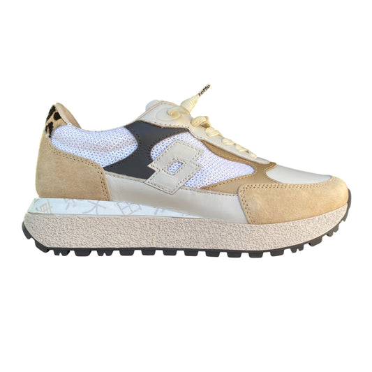 Lotto Leggenda – Scarpa Sneakers Donna TOKYO AOYAMA PRT 1 W 223174-DU9 Bianco-Beige | Eleganza Urban Chic, Pelle Premium, Comfort e Dettagli Preziosi