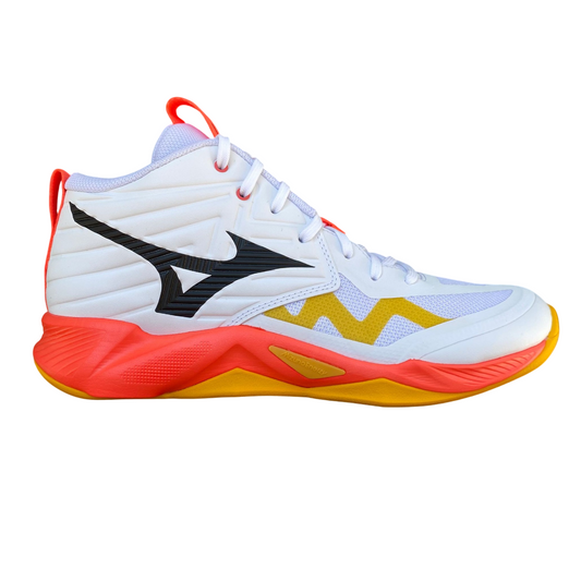 Mizuno Wave Momentum Pro Mid V1GA254501 scarpe pallavolo bianco corallo vista laterale
