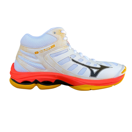 Mizuno Wave Voltage 2 Mid V1GA246598 scarpe pallavolo bianco corallo vista laterale