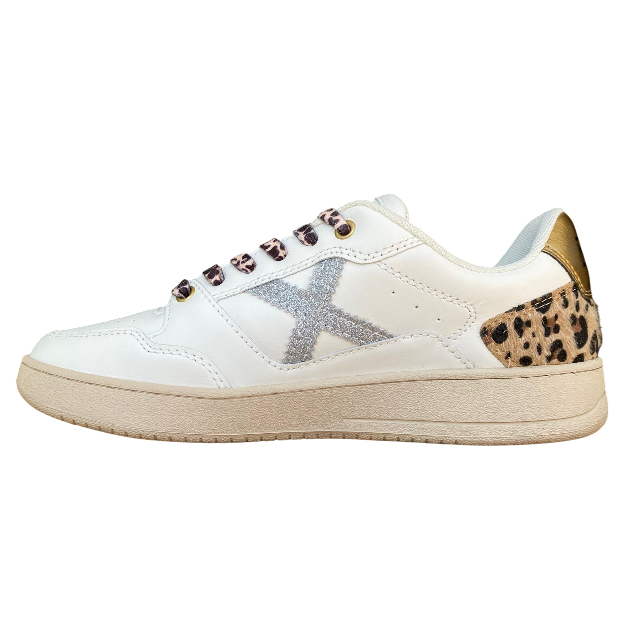 Munich Legit 99 8908099 Sneakers Donna Bianco-Grigio Pelle Vitello Vista Laterale Interno