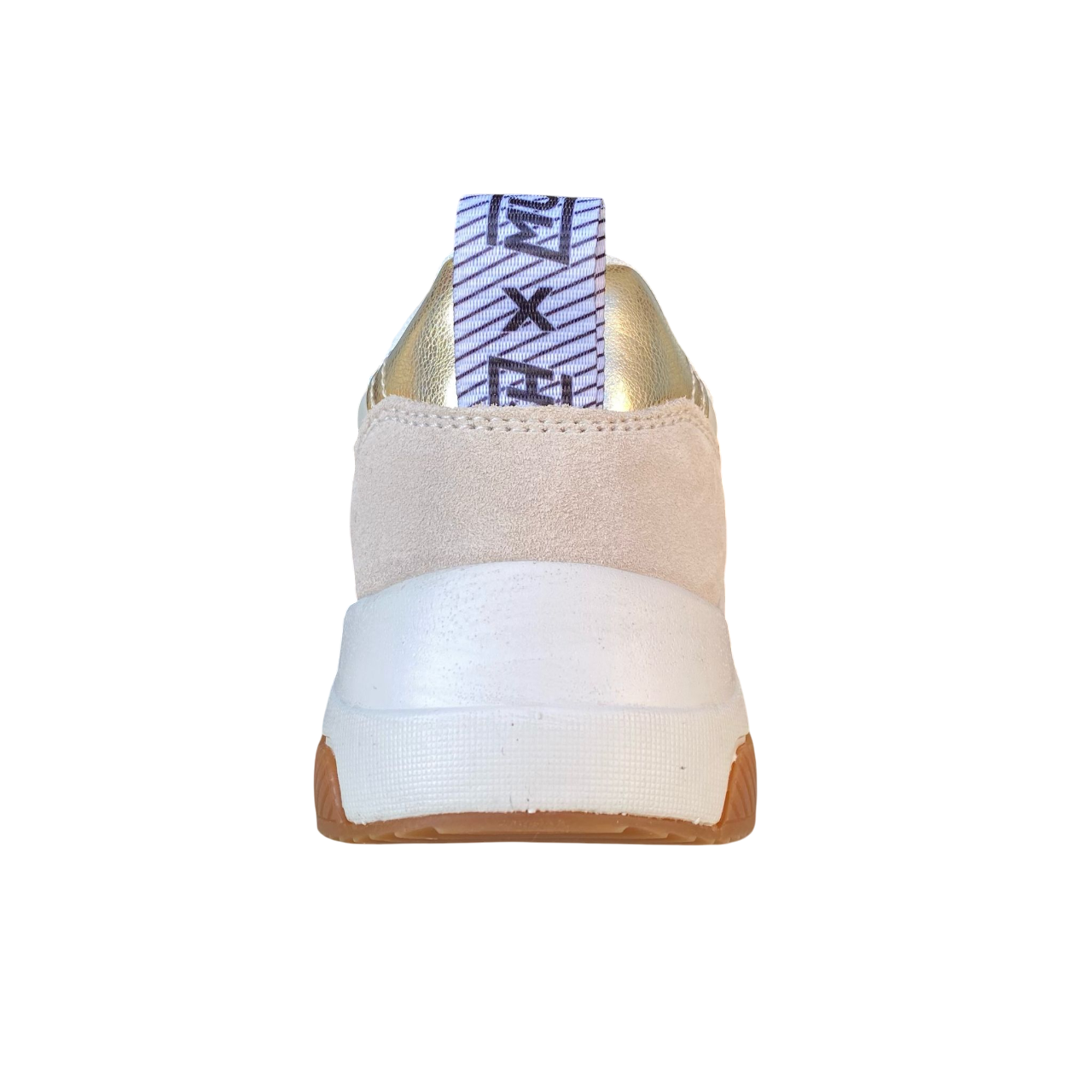 Munich scarpa sneakers da donna con X glitter dorato e inserto pitonato sul dorso Wave 173 perla