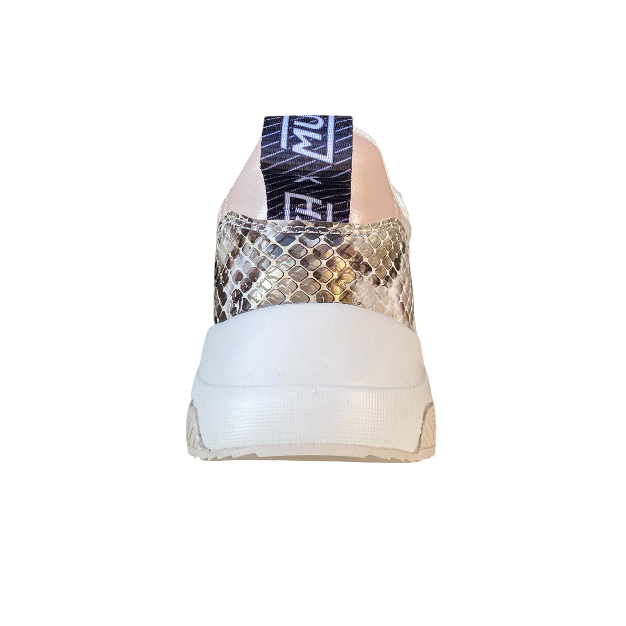 Munich scarpa sneakers da donna con X glitter nera e tallone pitonato Wave 170 perla