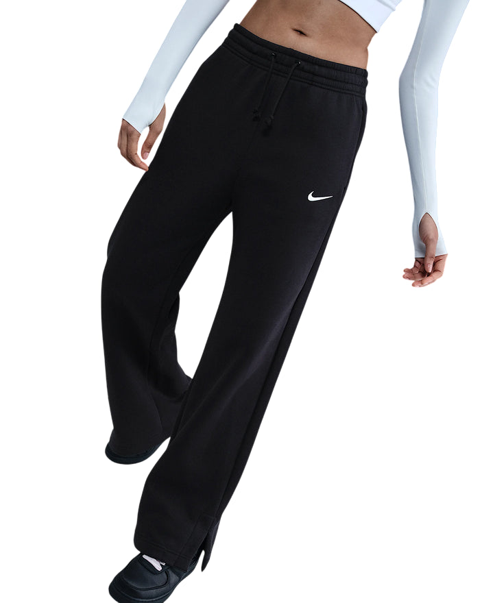 Nike - Pantaloni Donna Phoenix Fleece Larghi a Vita Alta H1011-010 Nero - frontale