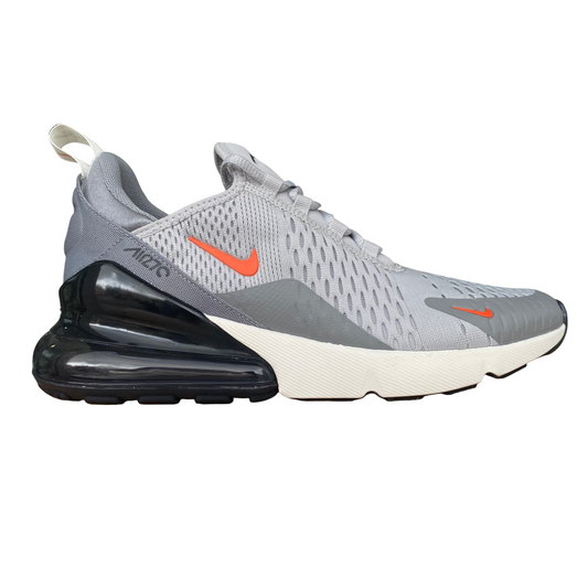 Nike Air Max 270 grigie da uomo modello DR8616-001 con unità Air visibile, design moderno e ammortizzazione superiore per uso quotidiano e sportivo - esterno