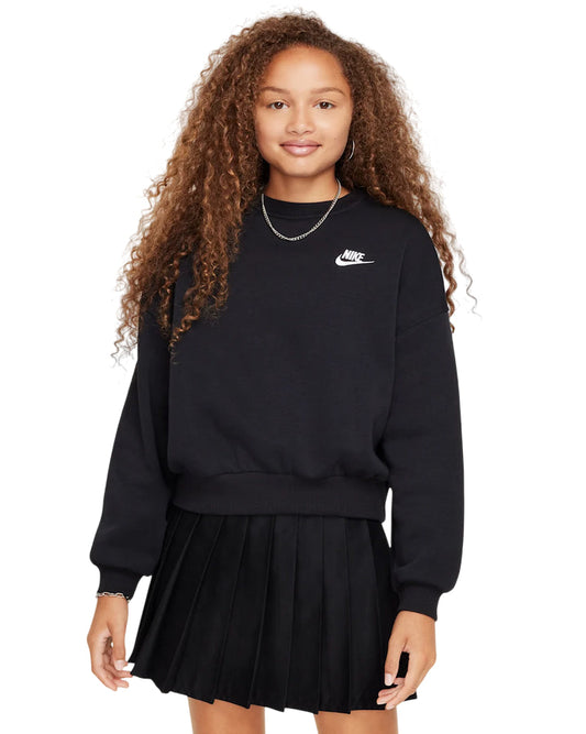 Nike Felpa Boxy Sportswear Club Fleece FZ9244-010 Nera Bambina - 