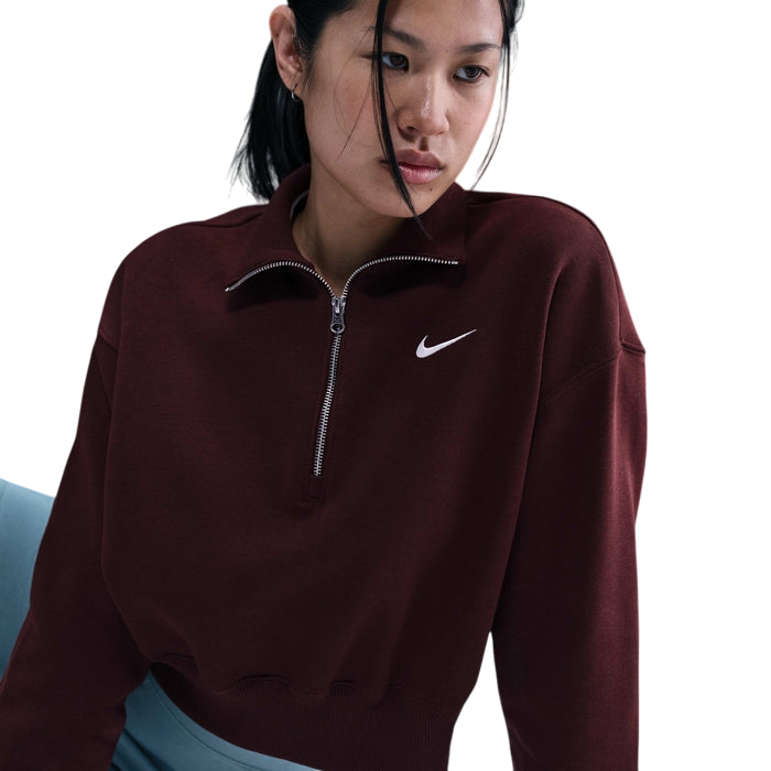 Nike Felpa Corta Zip 1/4 Sportswear Phoenix Fleece DQ5767-652 Bordeaux – Comfort e Stile