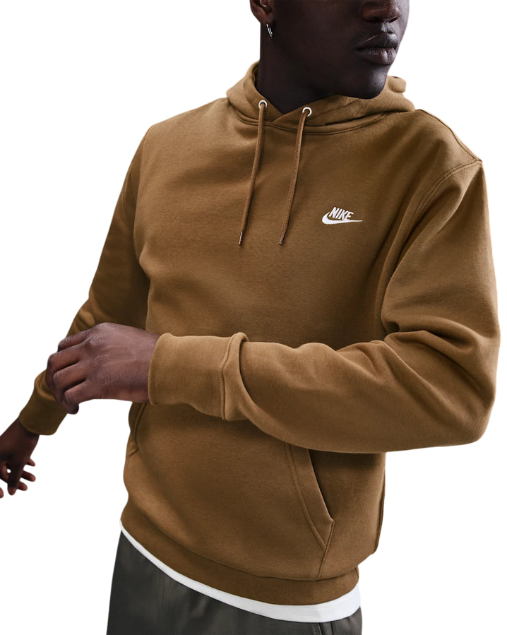 Nike Felpa Pullover Club Fleece FN3859-235 Brown – Hoodie Uomo Caldo - logo 