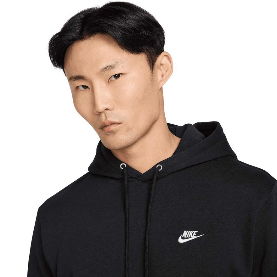 Nike Felpa con Cappuccio Club Fleece Uomo FN3859-010 Nero - logo