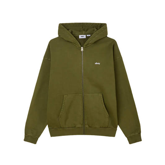 Obey felpa da uomo con cappuccio e cerniera intera Lowercase 112460019 verde