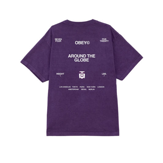 Obey maglietta manica corta da uomo Araund the Globe 167924096 viola