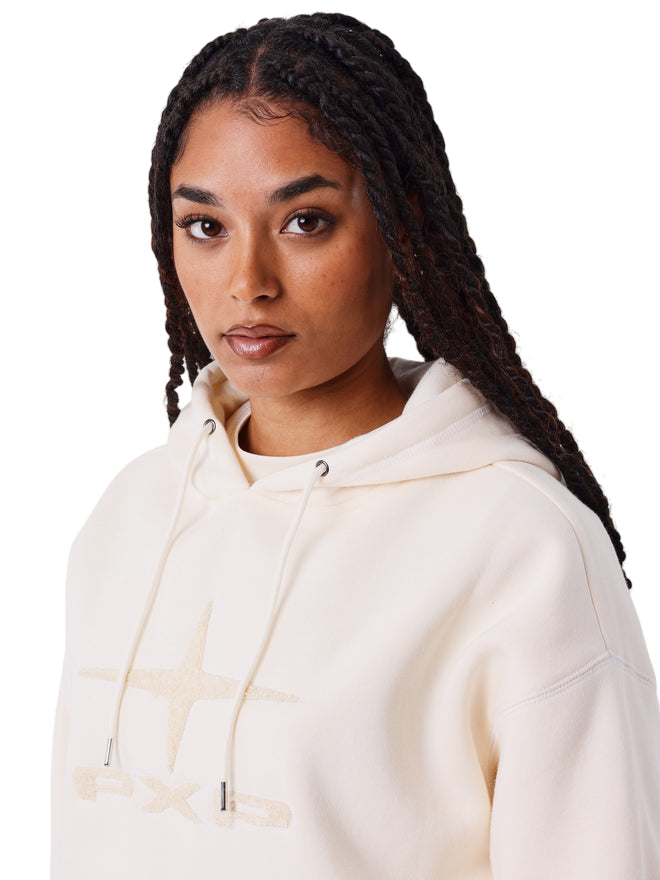 PXP Felpa Sportiva da Donna F252046 Crema - Felpa con Cappuccio con Logo PXP