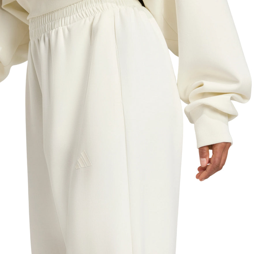 Pantalone Adidas Donna Ampio Soft Lux JV9896 - Off White - dettaglio tessuto e logo