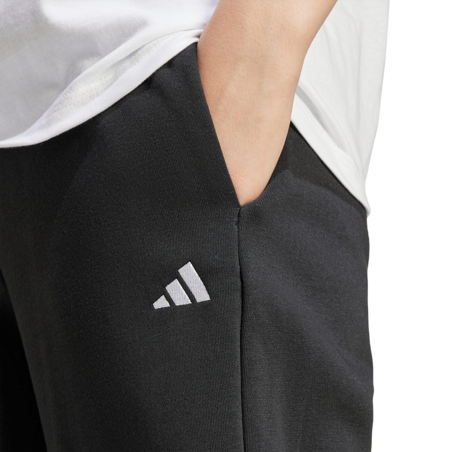 Pantalone donna Adidas Essentials Feel Cozy JC5921 nero con logo ricamato, abbigliamento casual comfort premium, logo e tasca