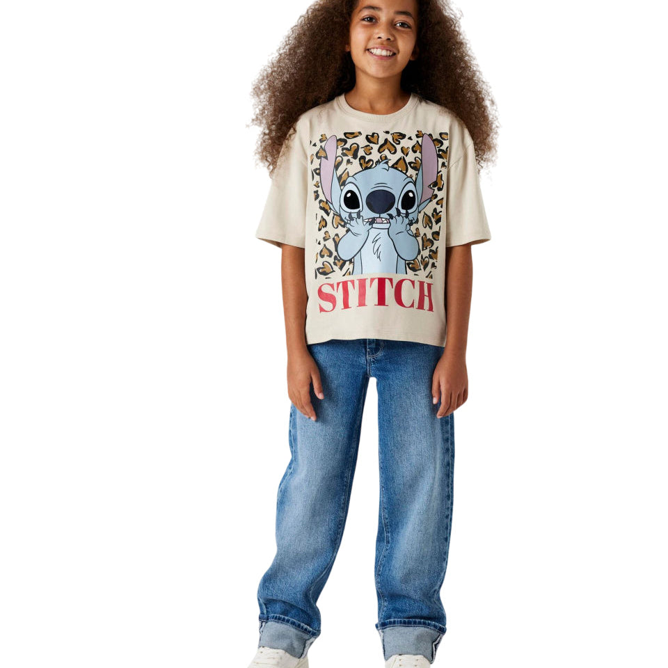 Pantalone jeans Name It Junior 13243087 blu medio, vista frontale su SportiamoWeb.it indossato