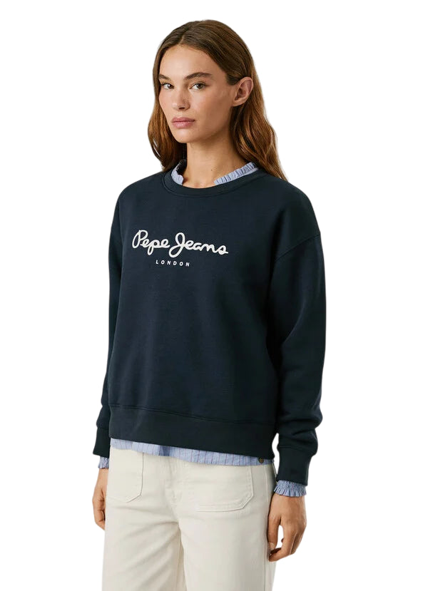 Pepe Jeans Felpa Donna BADDY PL5800002 Blu - Felpa Girocollo Casual e Comfort - laterale