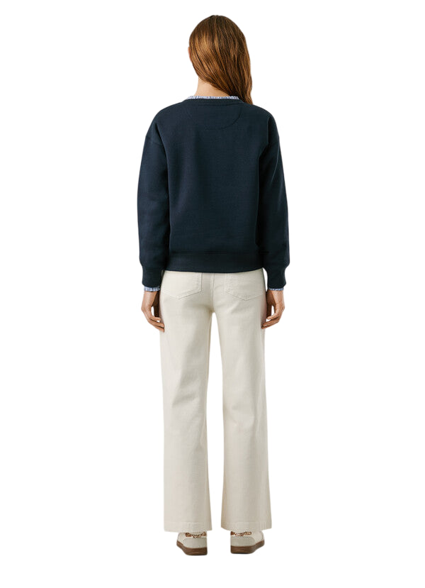 Pepe Jeans Felpa Donna BADDY PL5800002 Blu - Felpa Girocollo Casual e Comfort -posteriore