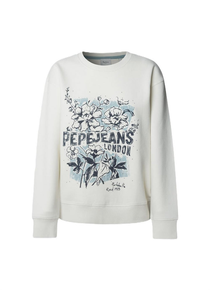 Pepe Jeans Felpa Donna BEDA PL5800023 805 Grigio Chiaro - Felpa Girocollo Casual e Comfort