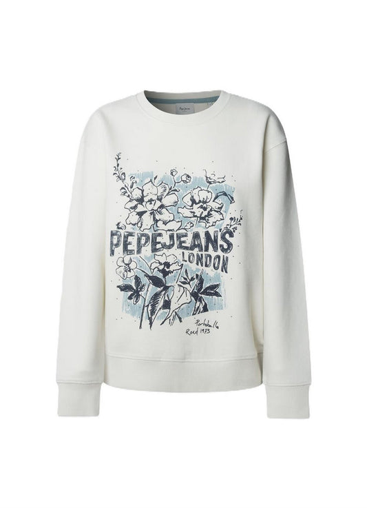 Pepe Jeans Felpa Donna BEDA PL5800023 805 Grigio Chiaro - Felpa Girocollo Casual e Comfort