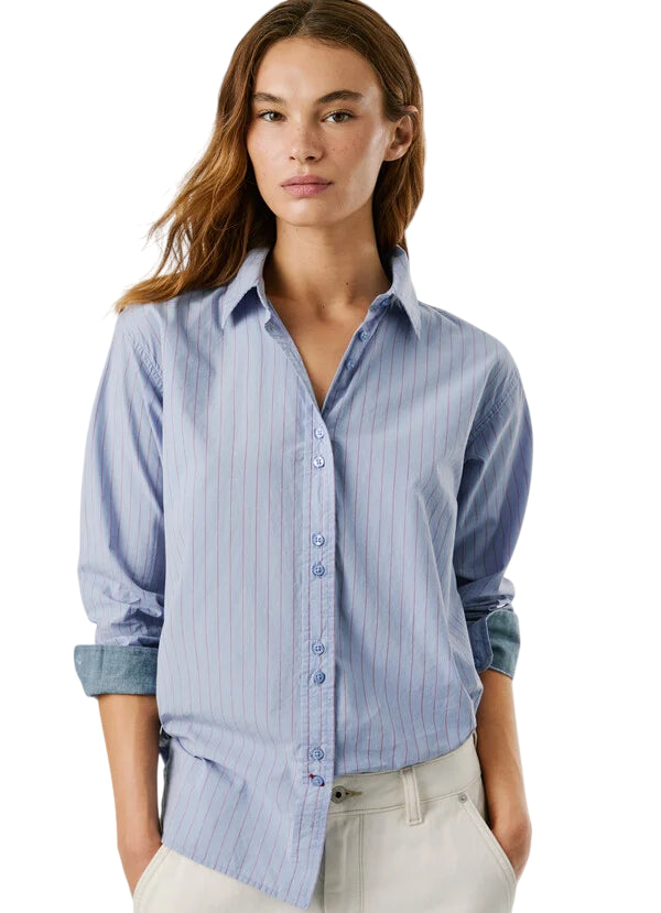 Pepe Jeans LYRIC PL3051265 Bianco Camicia Donna Casual Cotone 100% - Look Trendy e Confortevole - frontale