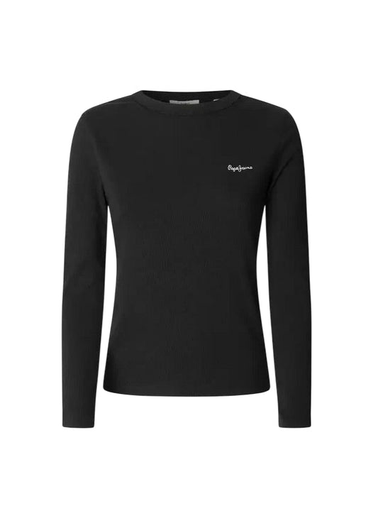 Pepe Jeans Maglia Donna BETINA PL5000025 999 Nero - Maglia Aderente Girocollo a Coste in Cotone