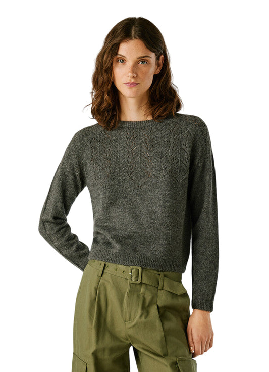 Pepe Jeans Maglioncino Donna Cherry PL7000010 963 Grigio - Maglione Girocollo Leggero e Casual