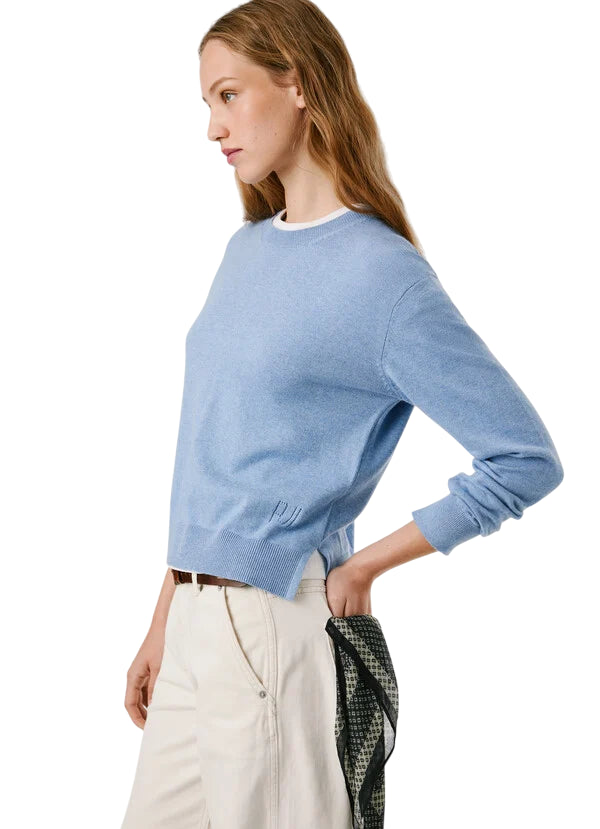 Pepe Jeans Maglioncino Donna Coraline PL7000035 celeste - Maglione Girocollo Cotone Casual