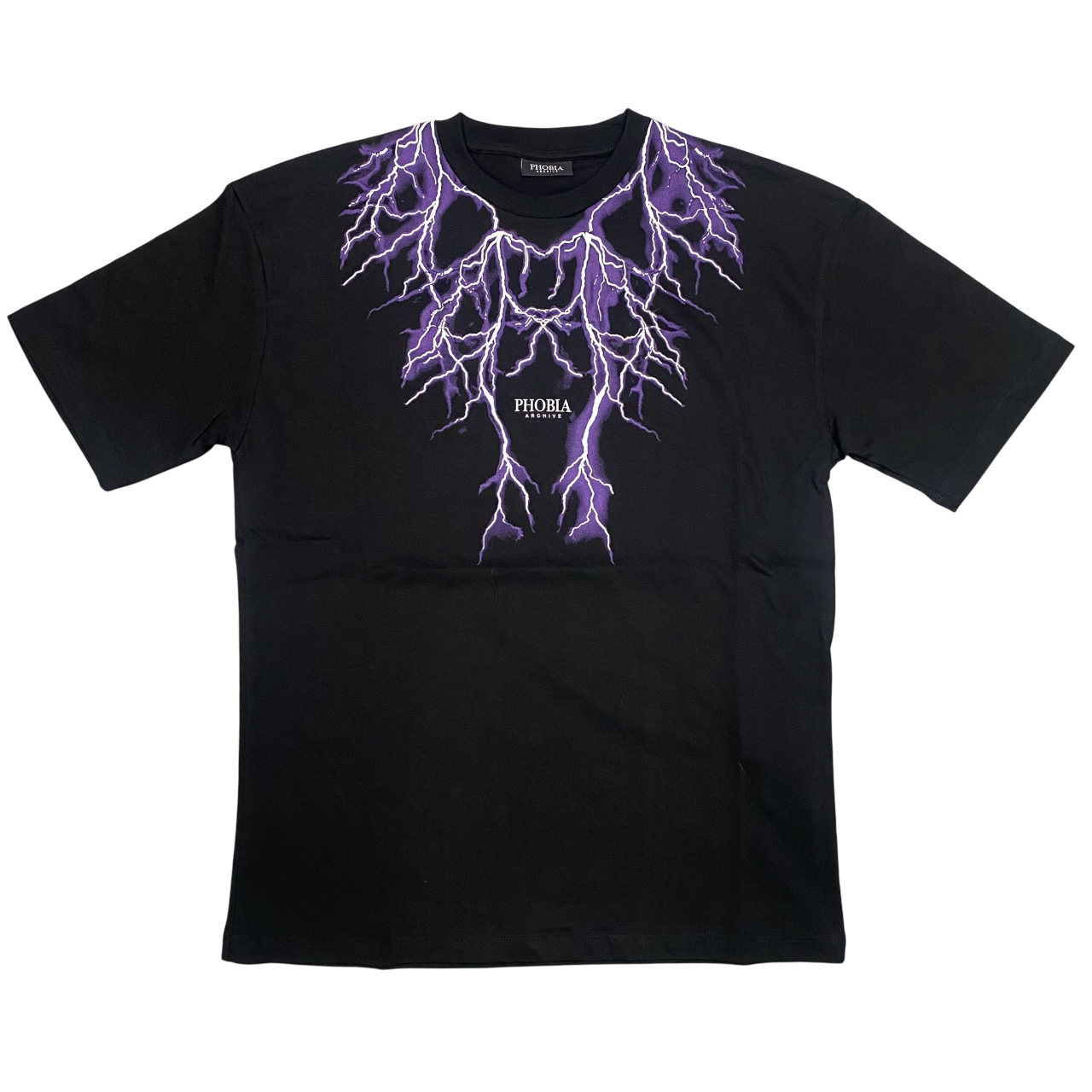 Phobia maglietta manica corta da uomo PH00777 nero con fulmini viola