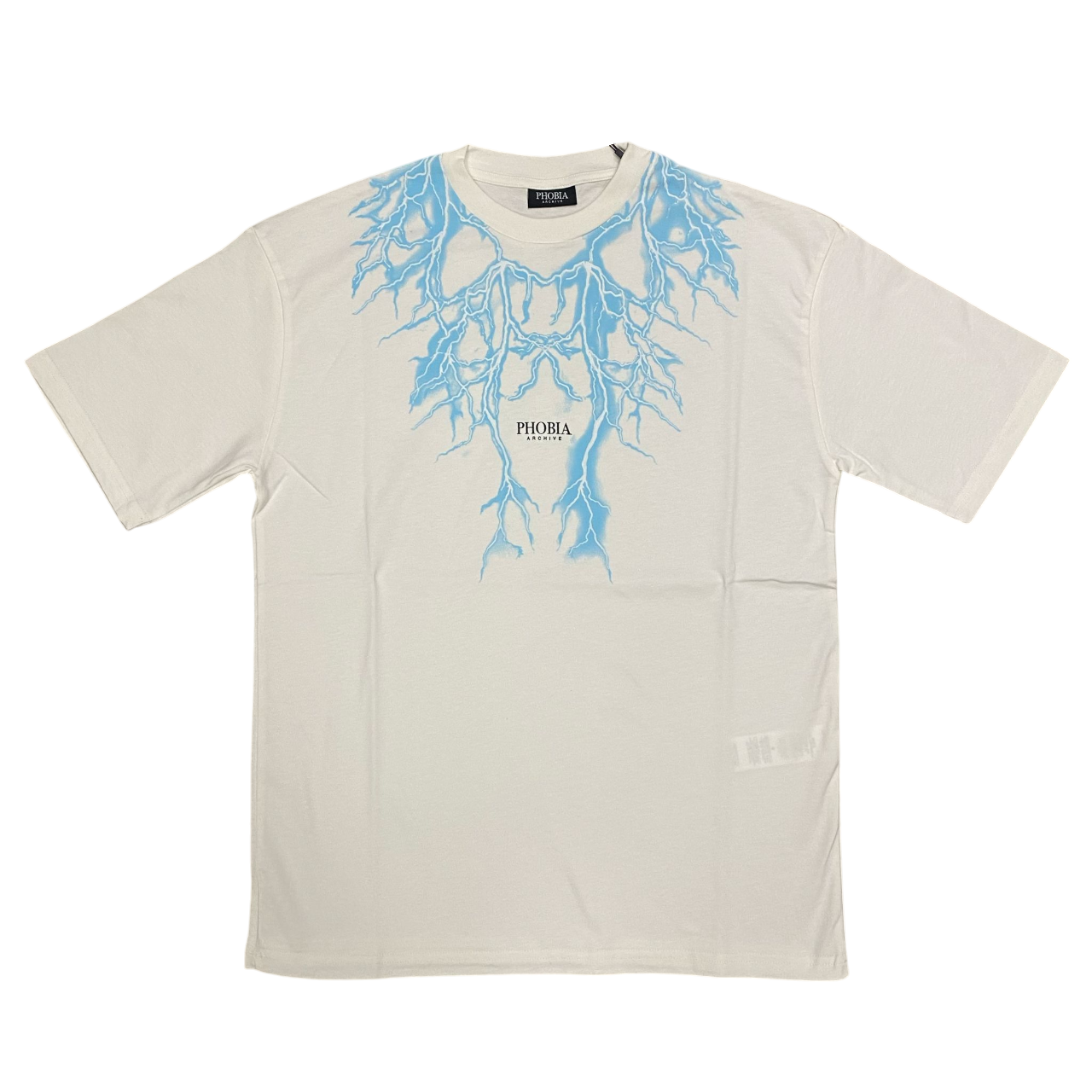 Phobia maglietta manica corta da uomo PH00781 bianca con fulmini celesti