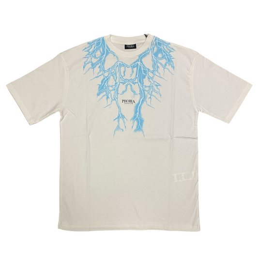 Phobia maglietta manica corta da uomo PH00781 bianca con fulmini celesti