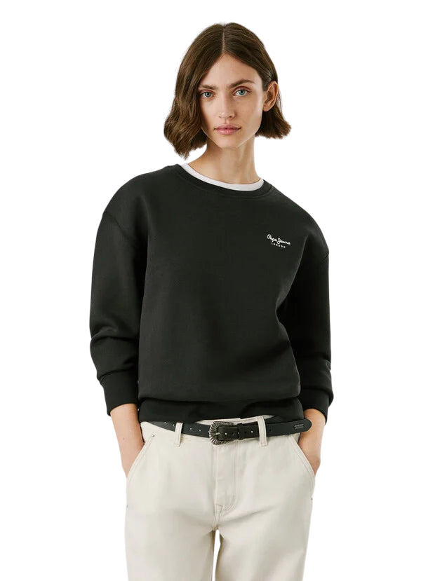Pepe Jeans Felpa Donna BABI PL5800017 999 Nero - Felpa Girocollo Casual con Logo