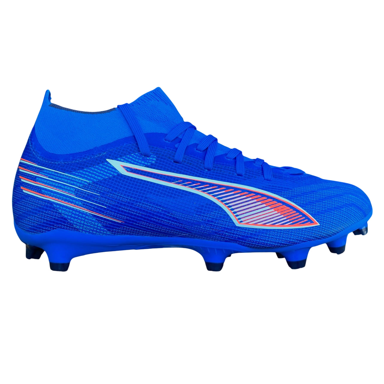 Puma ULTRA 6 FG/AG 108524-01 Scarpe Calcio Ultraleggere Azzurro Vista Laterale