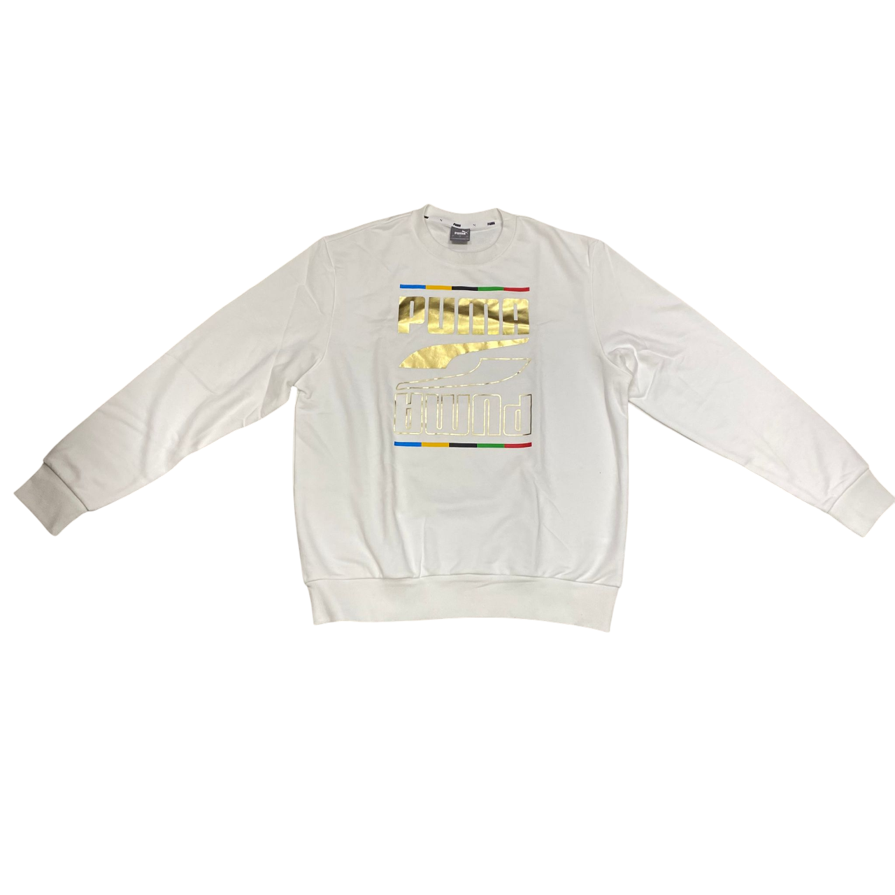 Puma felpa girocollo da uom Rebel 5 Continents TR 584608 02 bianco