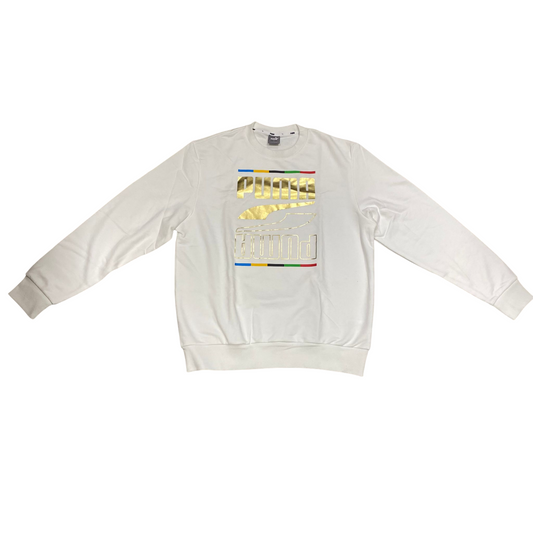 Puma felpa girocollo da uom Rebel 5 Continents TR 584608 02 bianco