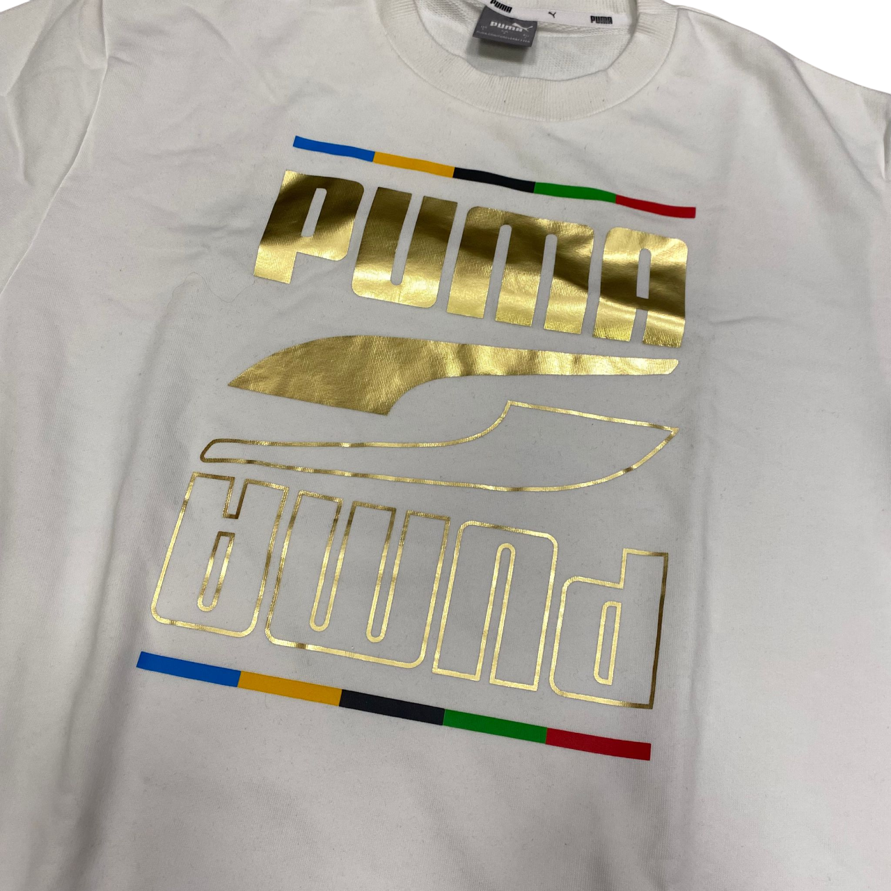 Puma felpa girocollo da uom Rebel 5 Continents TR 584608 02 bianco