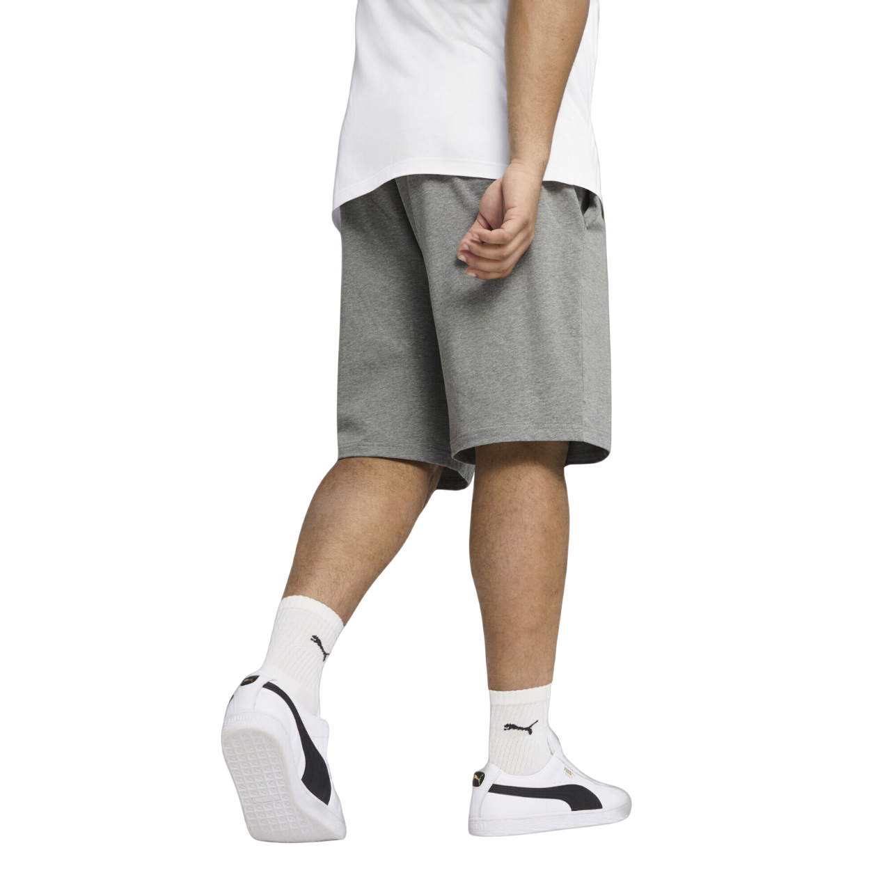 Puma pantaloncino sportivo da uomo in cotone jersey con logo ricamato 682600-03 grigio posteriore