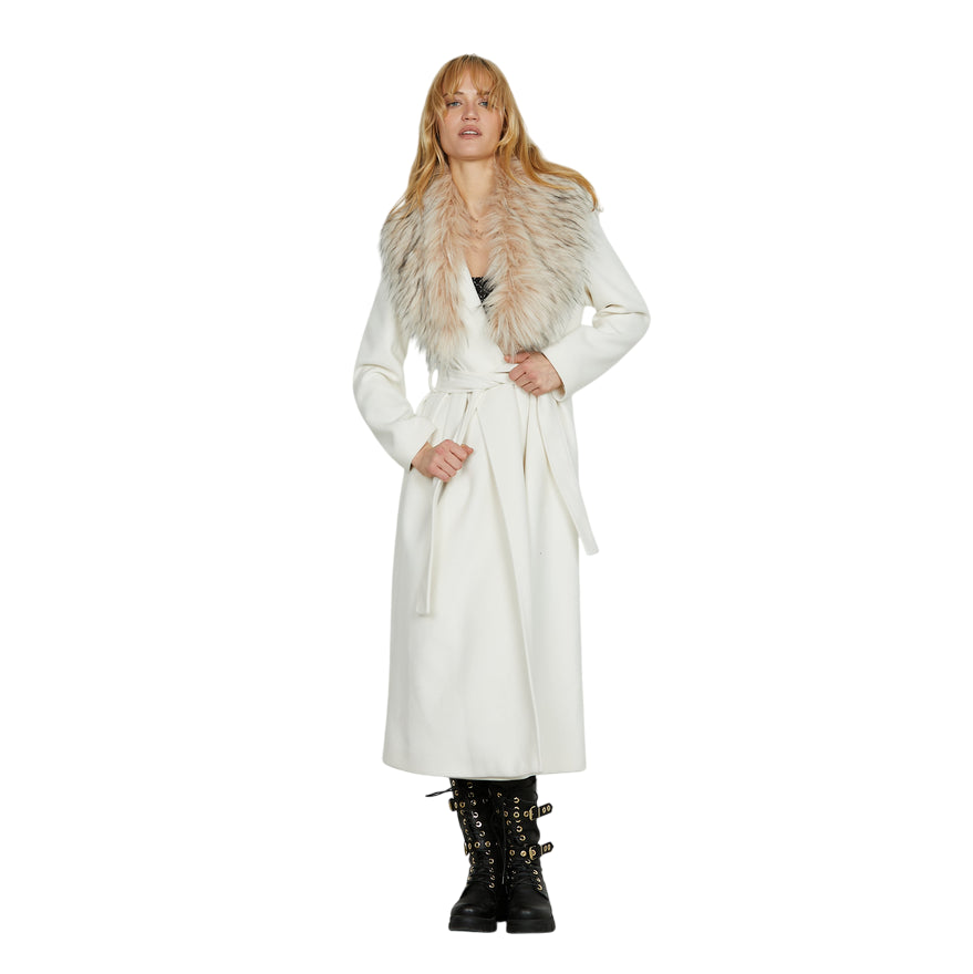 Relish – Cappotto ANNAPUR Lungo con Collo e Pelliccia Staccabile RDA2505550005 Latte | Eleganza, Versatilità e Calore Made in Italy