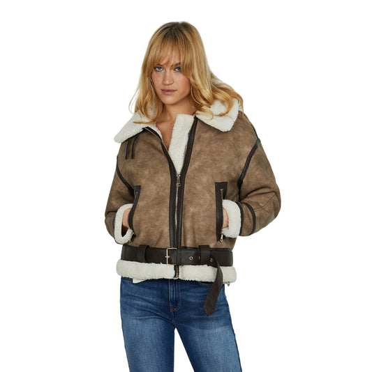 Relish – Montone PLUGH Manica Lunga con Pelliccetta e Dettagli in Ecopelle RDA2505005026 Castoro | Calore, Comfort e Stile Grintoso per l’Inverno