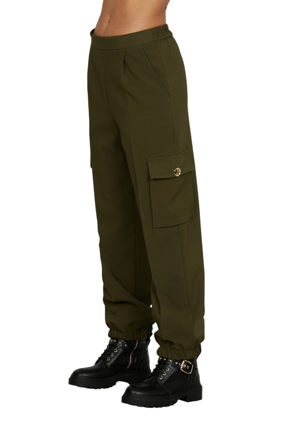 Relish – Pantalone TECLANA Vita Alta con Elastico, Tasconi, Tasche Francesi e Pieghe RDA2507006030 Verde| Comfort Moderno, Versatilità e Stile Made in Italy