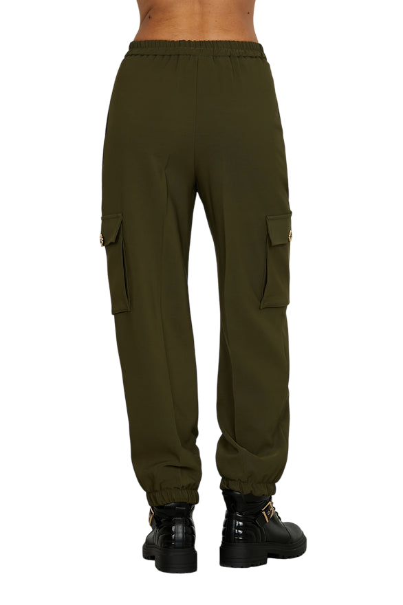 Relish – Pantalone TECLANA Vita Alta con Elastico, Tasconi, Tasche Francesi e Pieghe RDA2507006030 Verde| Comfort Moderno, Versatilità e Stile Made in Italy