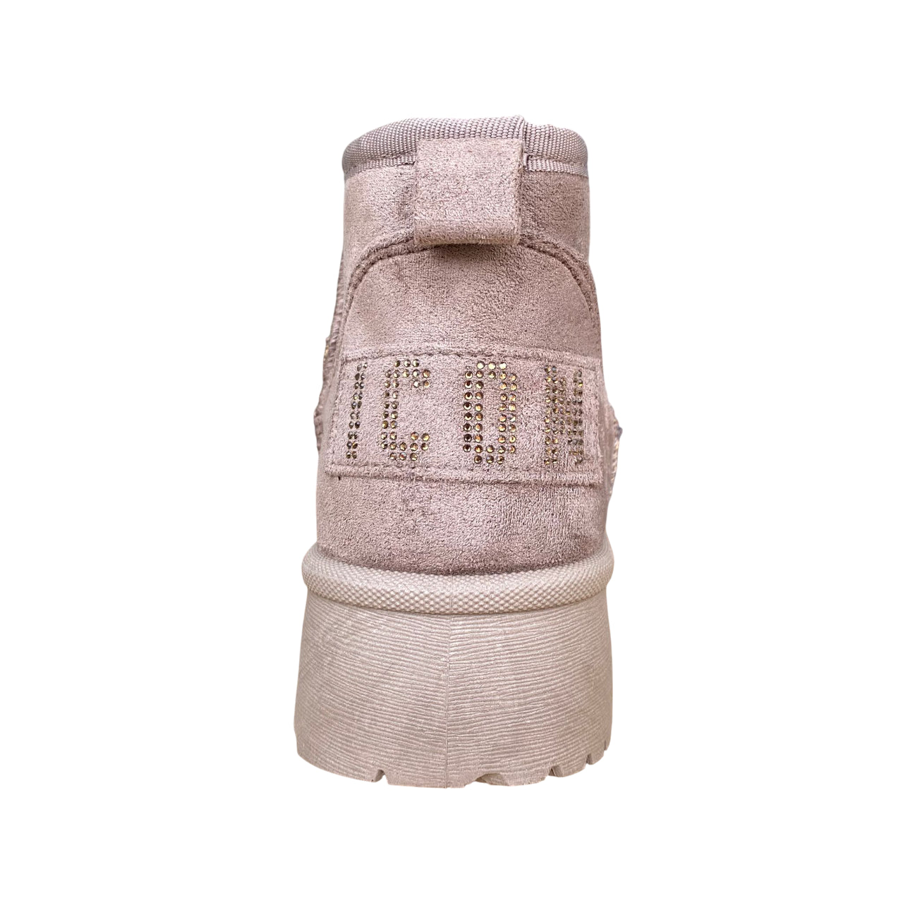 Icon Tronchetto donna IC04416SD tortora, nabuk, pelliccia interna e logo brillantino.