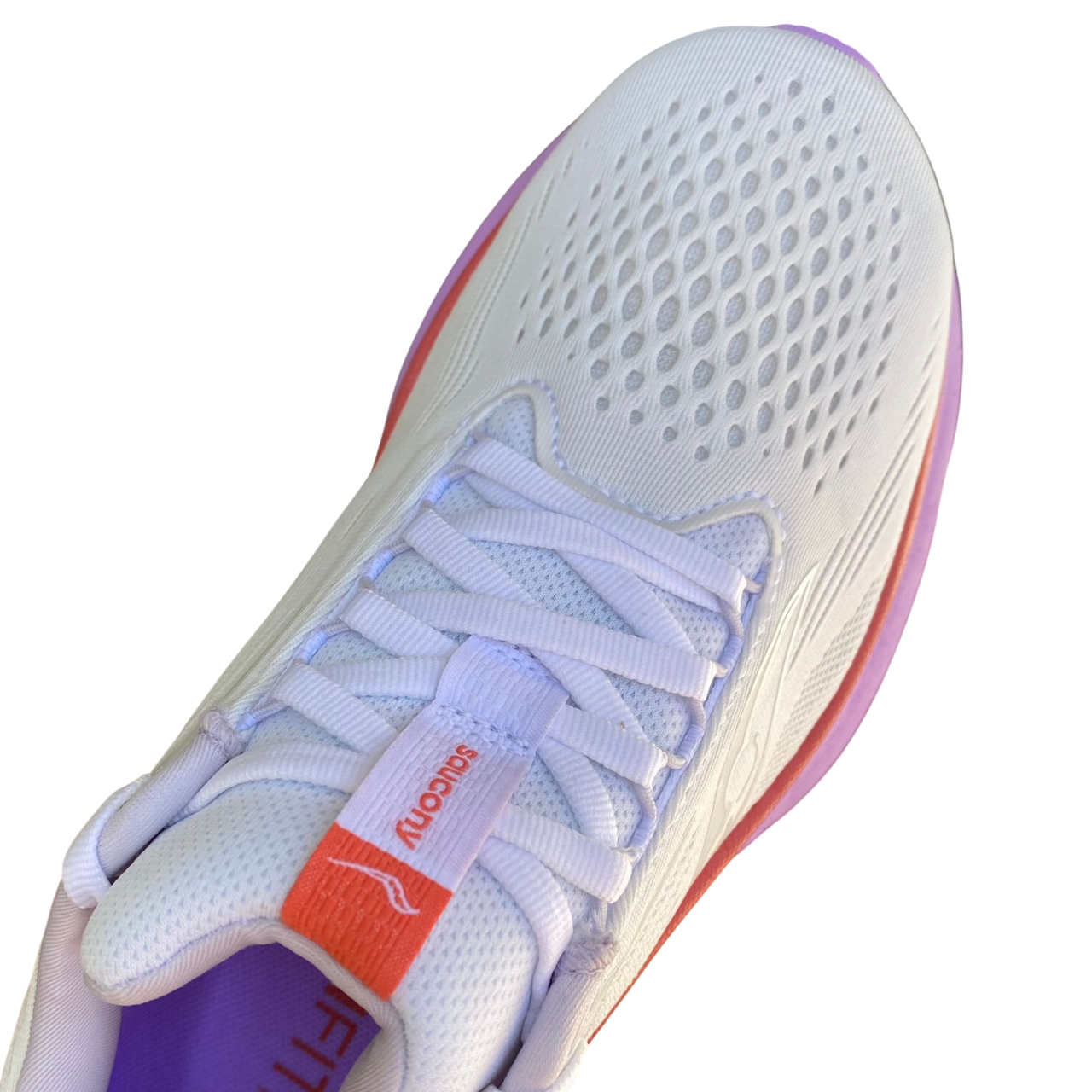 Saucony Ride 18 tomaia mesh traspirante bianco corallo donna