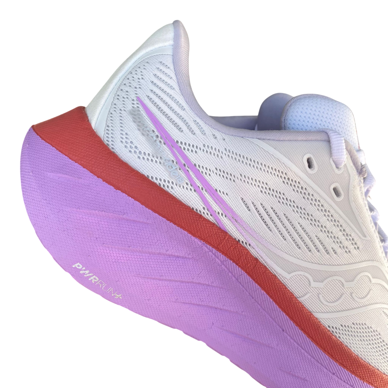 Saucony Ride 18 dettaglio design femminile bianco corallo