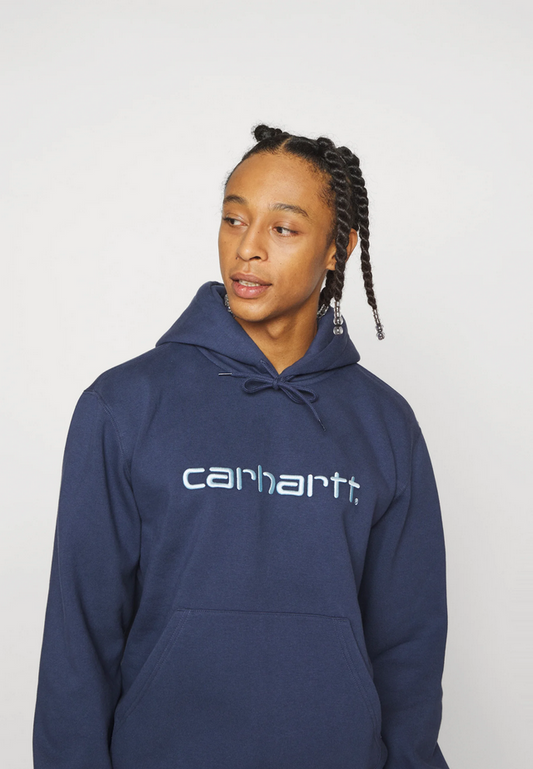 Carhartt Felpa con cappuccio Hodded American Script Sweat 1030230 12E enzian-misty sky