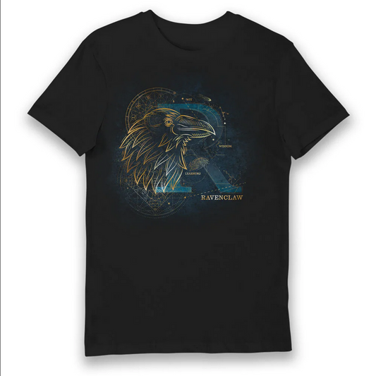 Maglietta t-shirt per adulti Harry Potter Casa Corvonero che si illumina al buio