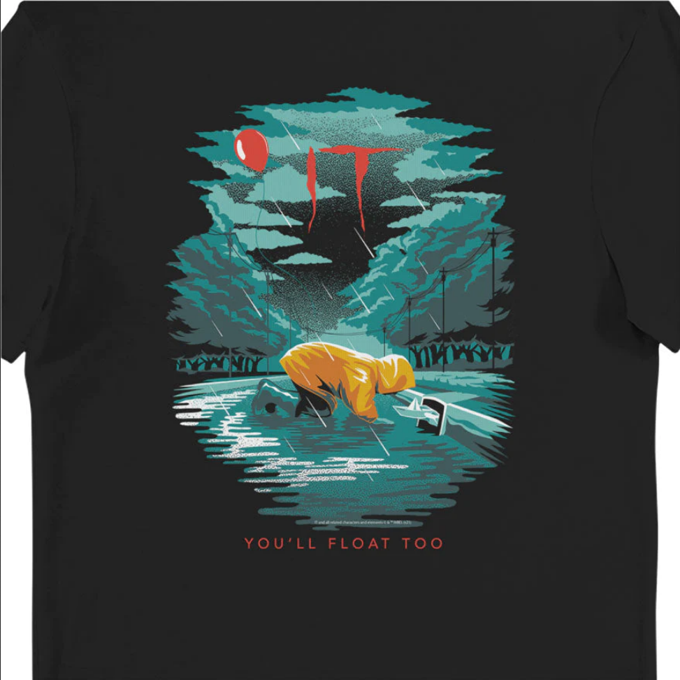 IT Balloon Georgie You'll Float Too Boat Drain Maglietta t-shirt per adulti Nera