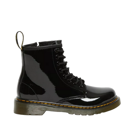 Dr Martens Anfibio junior in vernice con zip laterale 1460 Y 15382003 Patent Lamper black 