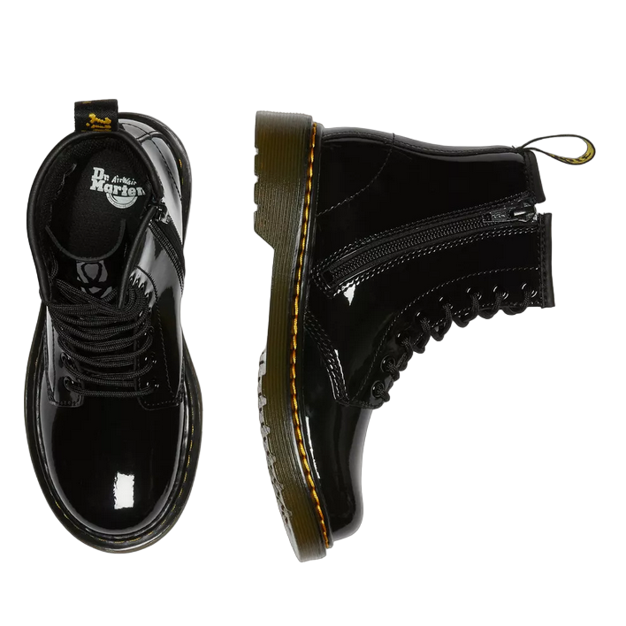 Dr Martens scarpa Anfibio da ragazza in vernice con cerniera laterale 1460 15382003 nero