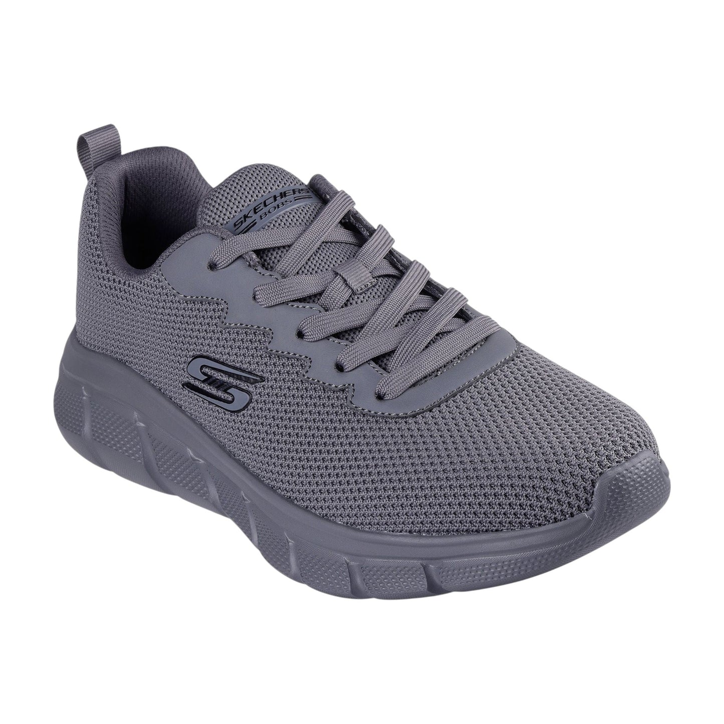 Sneakers Skechers BOBS B Flex Chill Edge vista frontale con sistema di allacciatura e design urbano grigio