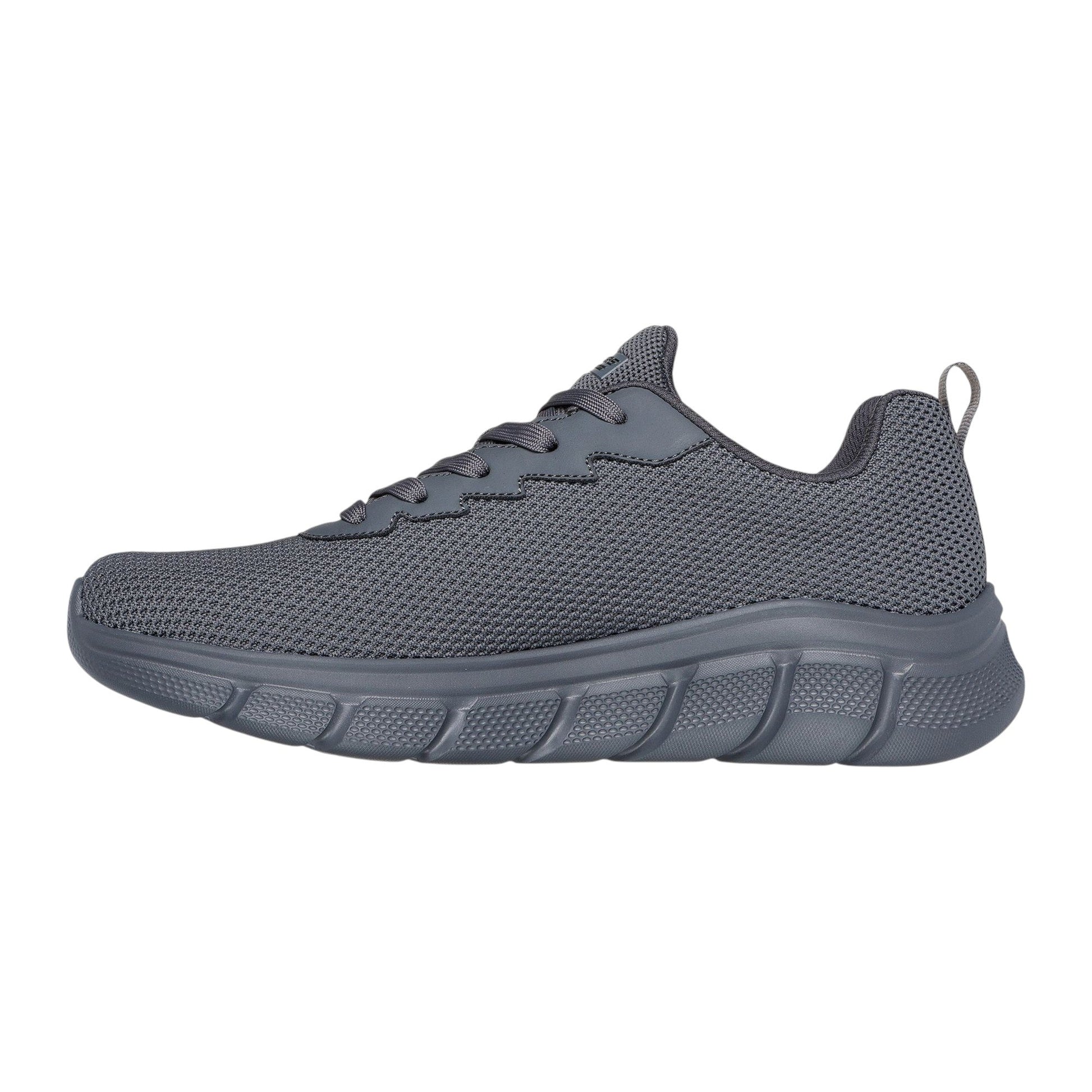 Sneakers uomo Skechers BOBS B Flex Chill Edge grigio vista laterale interno con tomaia flessibile e design casual moderno